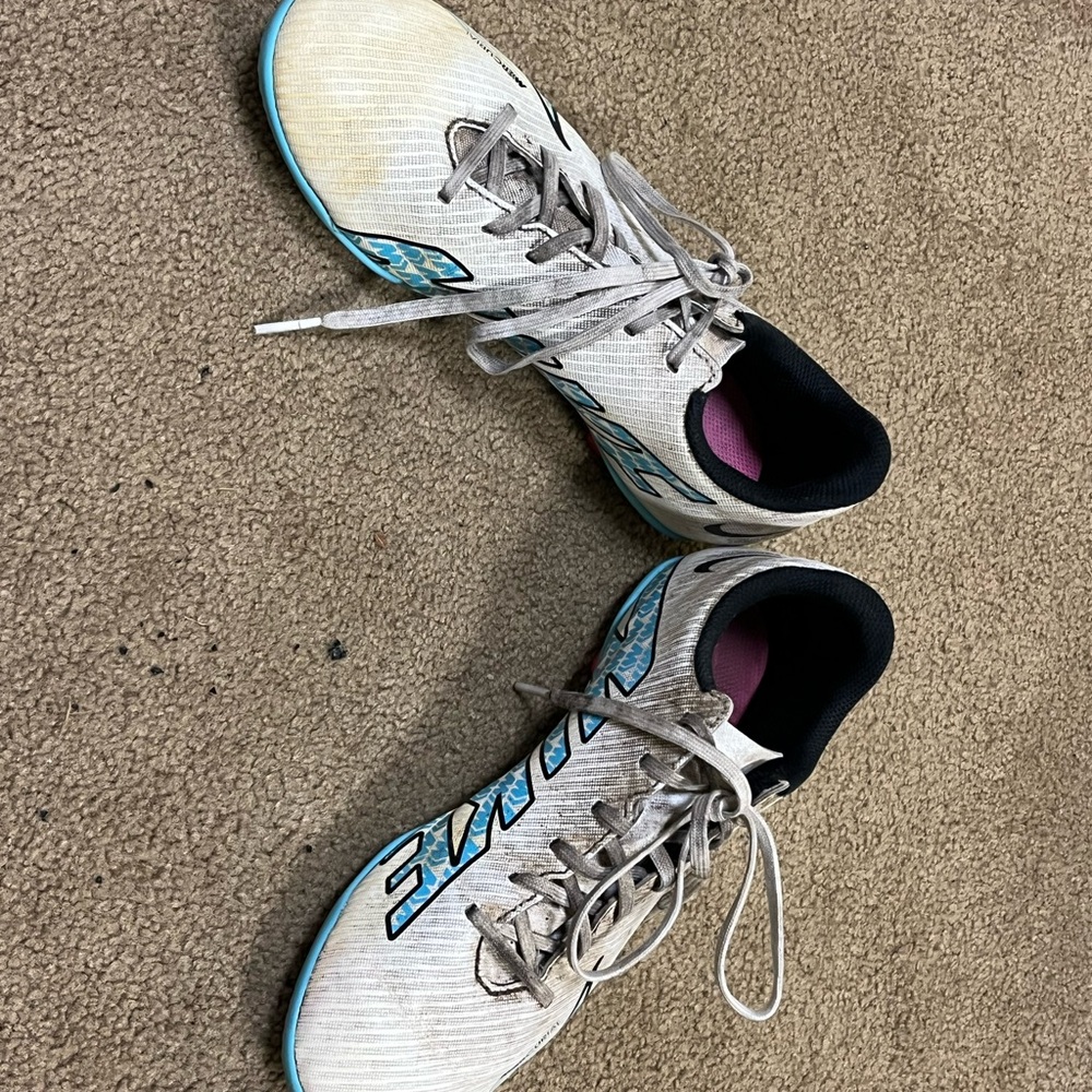 Nike White, blue, and pink girls soccer cleats